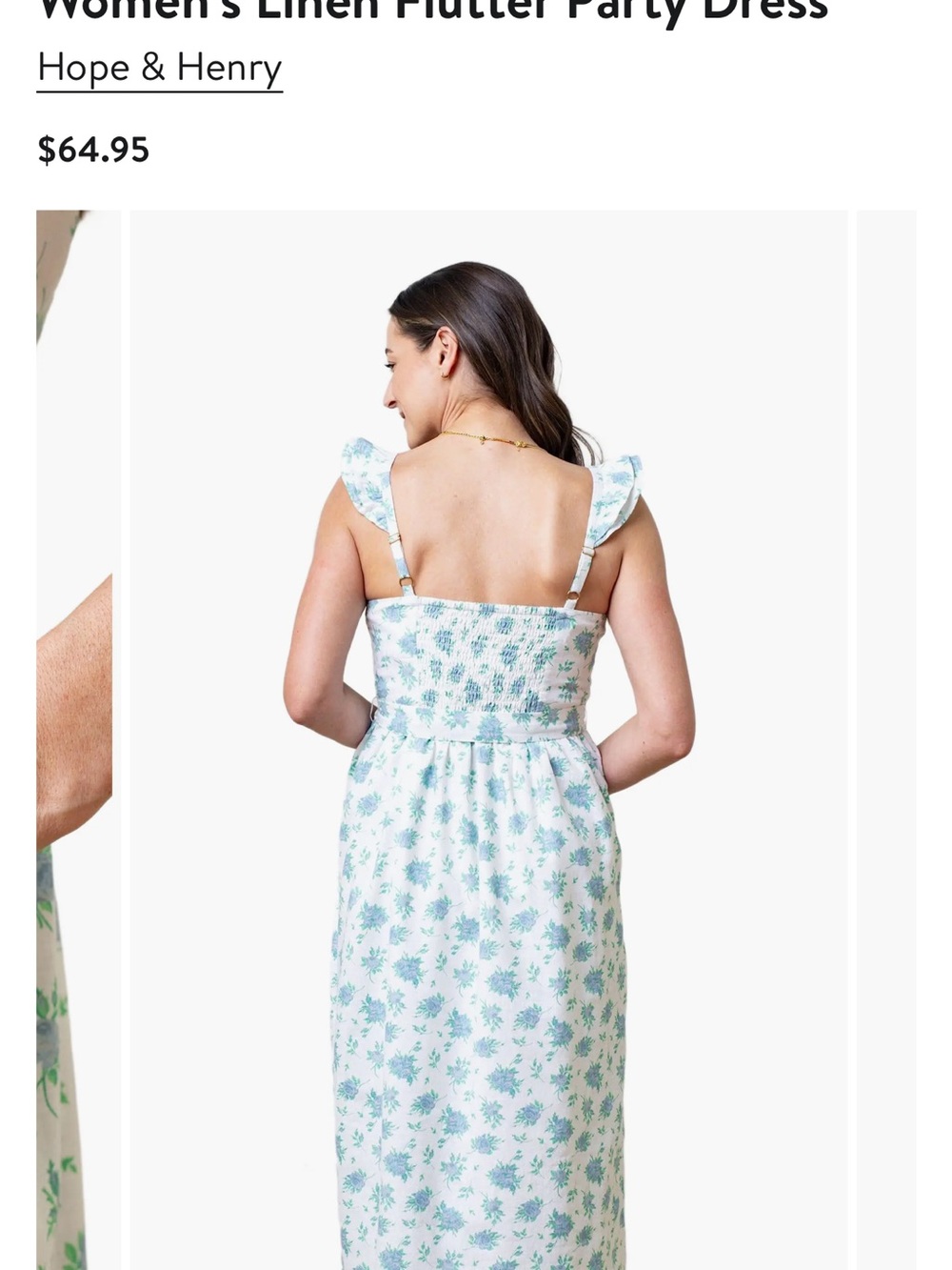 Hope & Henry Floral Linen Flutter Party Dress - Picture 4 of 14